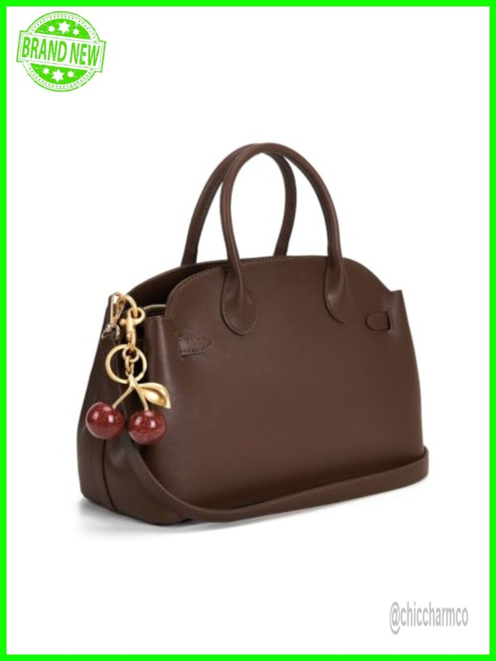 Vegan Leather Top Handle Satchel Crossbody Bag Detachable Strap